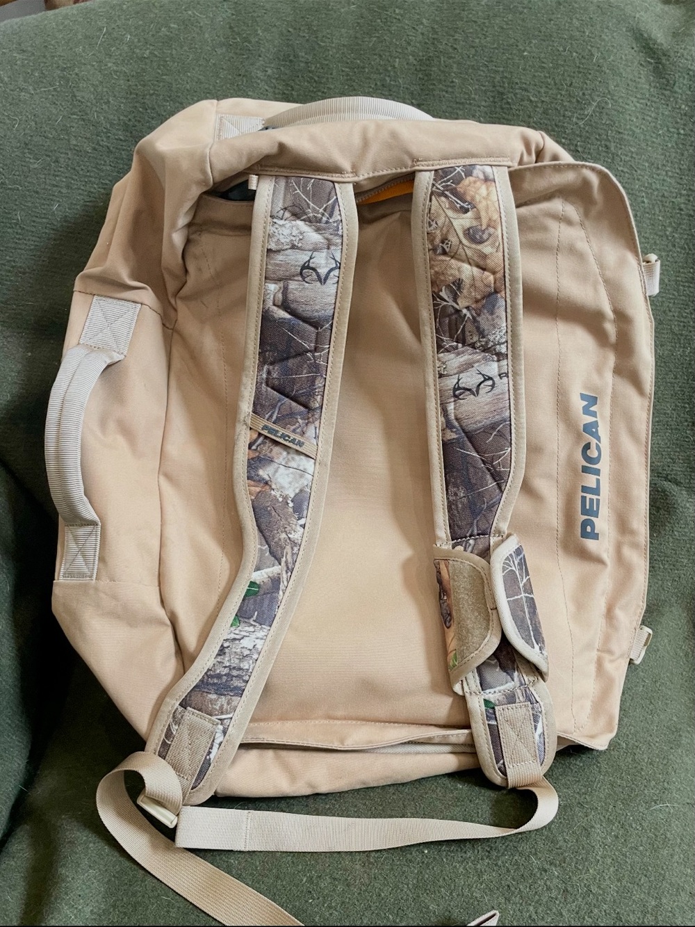 Pelican Tan Duffel/ Backpack with Camo Straps